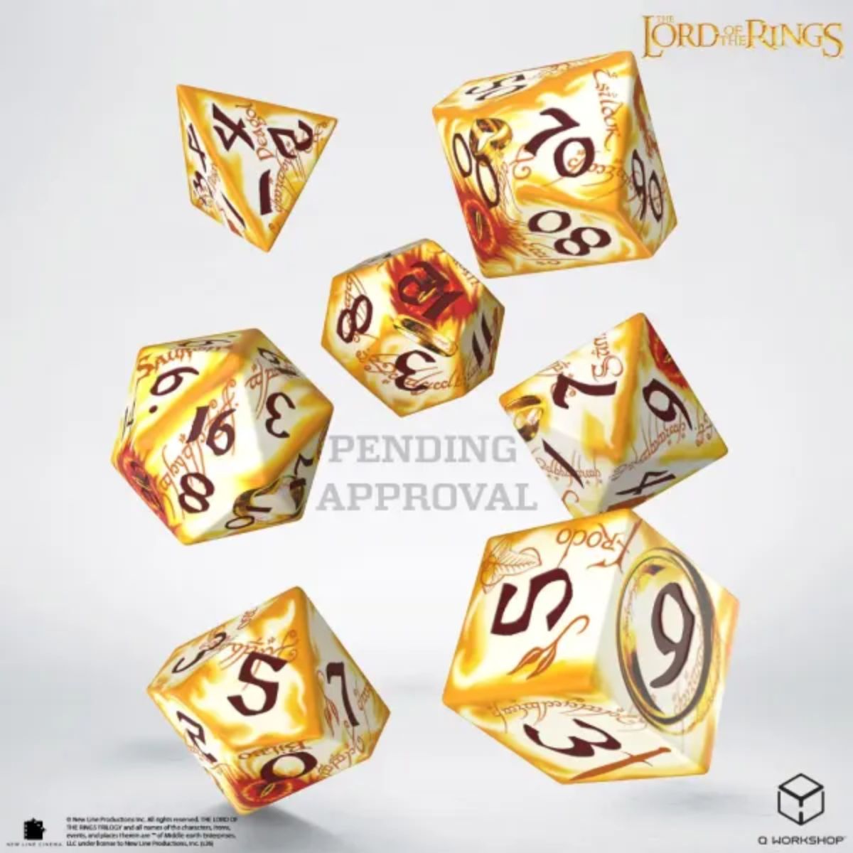 Q Workshop Ring-Bearers Whitefire Radiance The Lord Of The Rings Full Art Dice Set